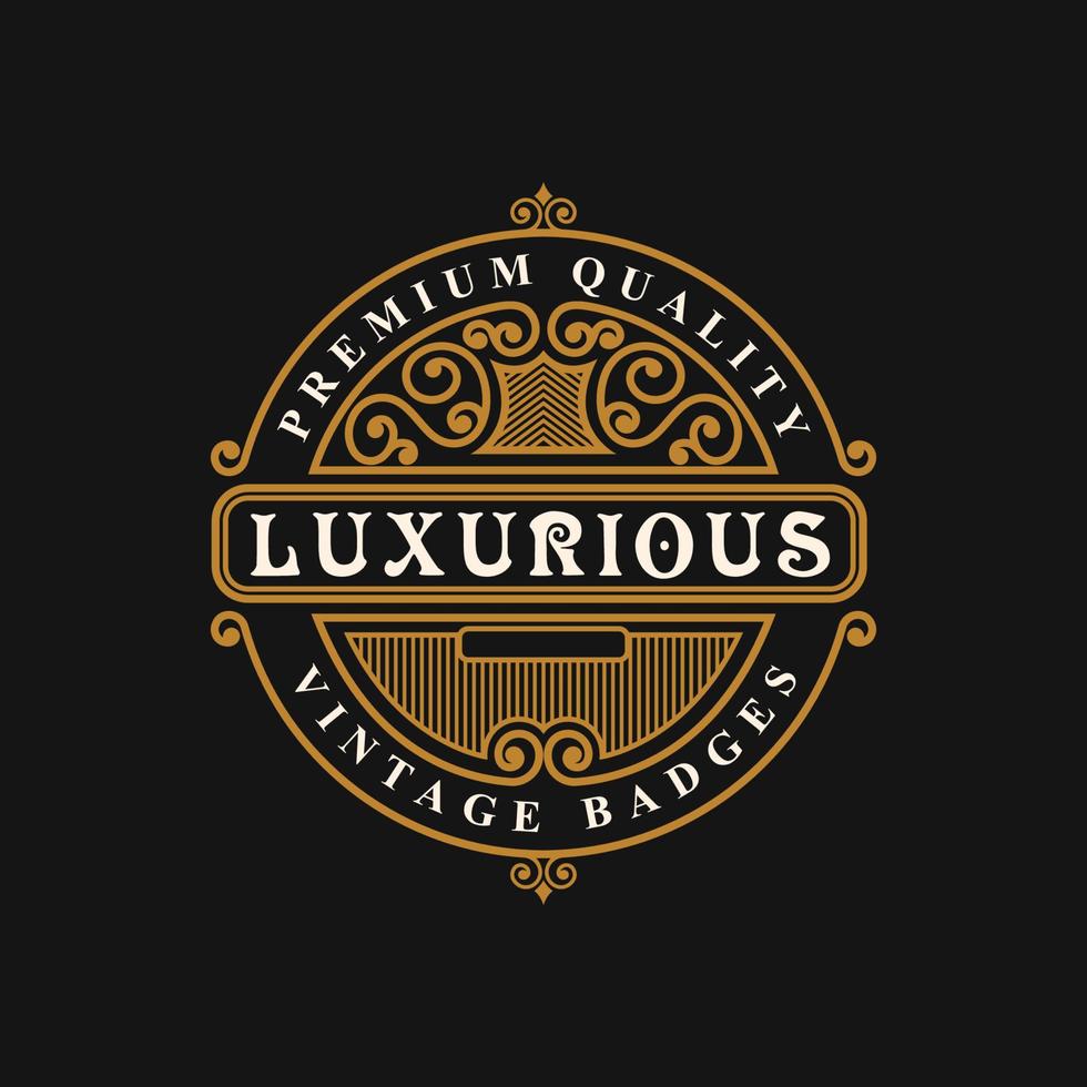 vintage luxe ornament logo vector