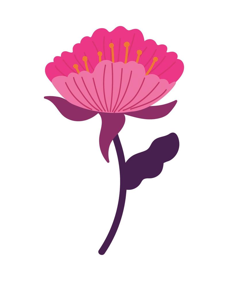 roze bloem en blad vector