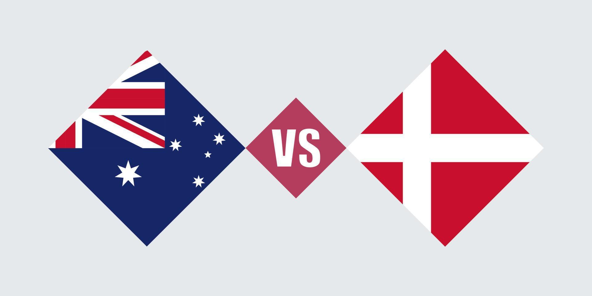 Australië vs Denemarken vlag concept. vectorillustratie. vector