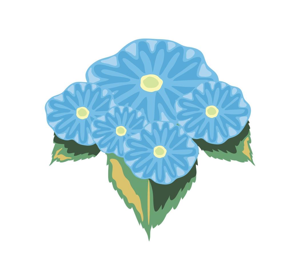 blauwe bloemen en bladeren vector