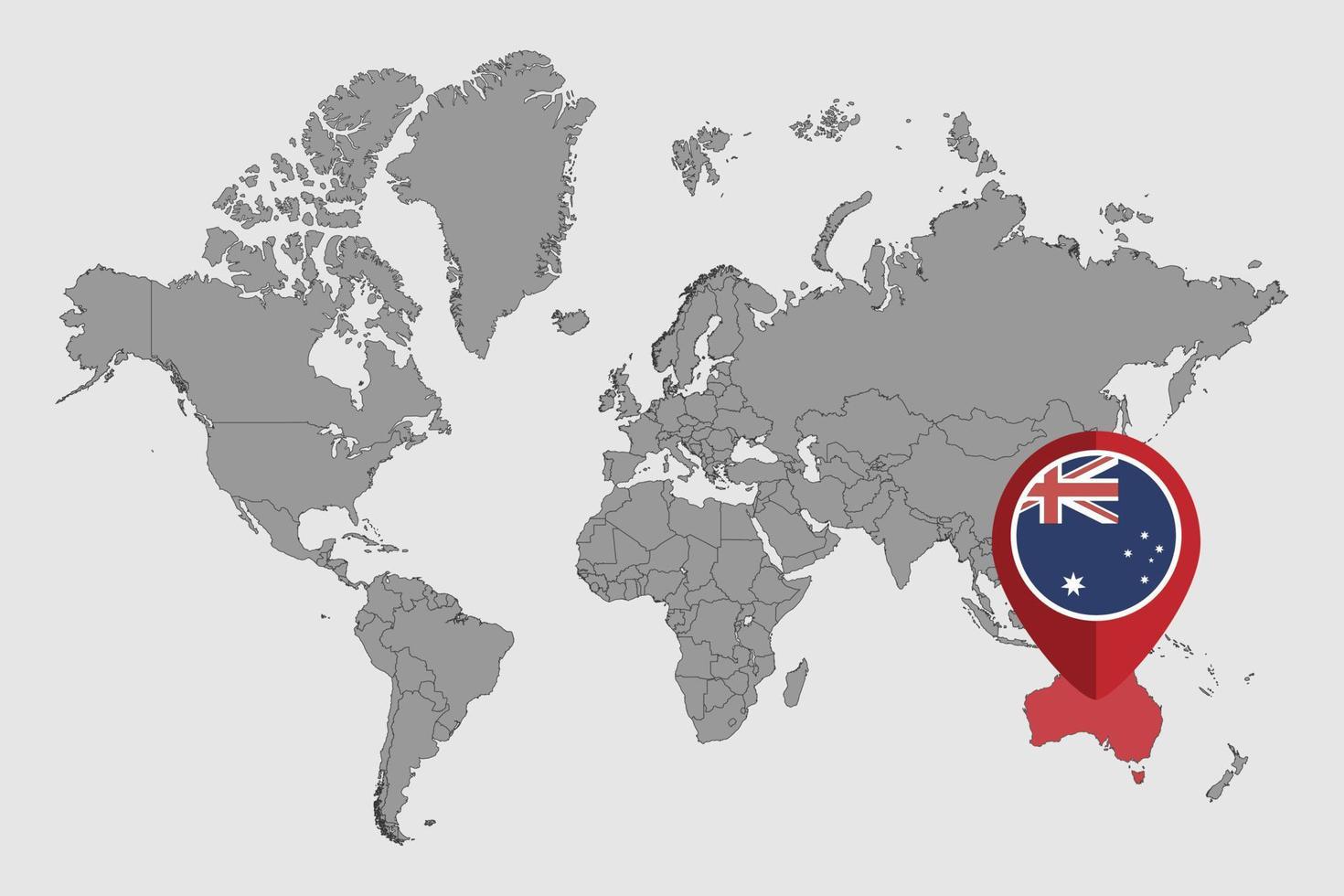 speldkaart met de vlag van australië op wereldkaart. vectorillustratie. vector