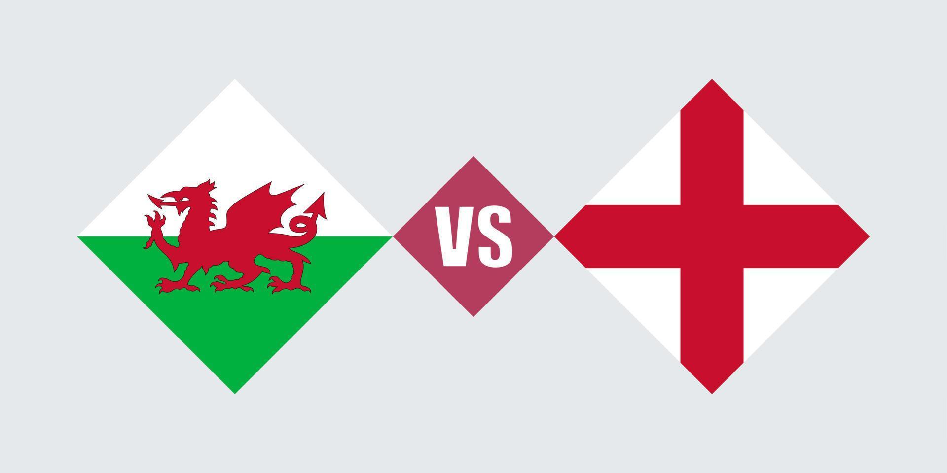 wales vs engeland vlag concept. vectorillustratie. vector