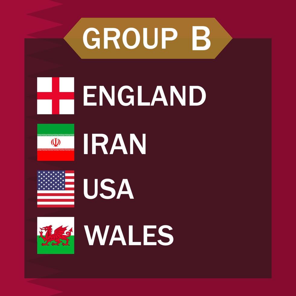 wedstrijdschema groep b. internationaal voetbaltoernooi in qatar. vectorillustratie. vector
