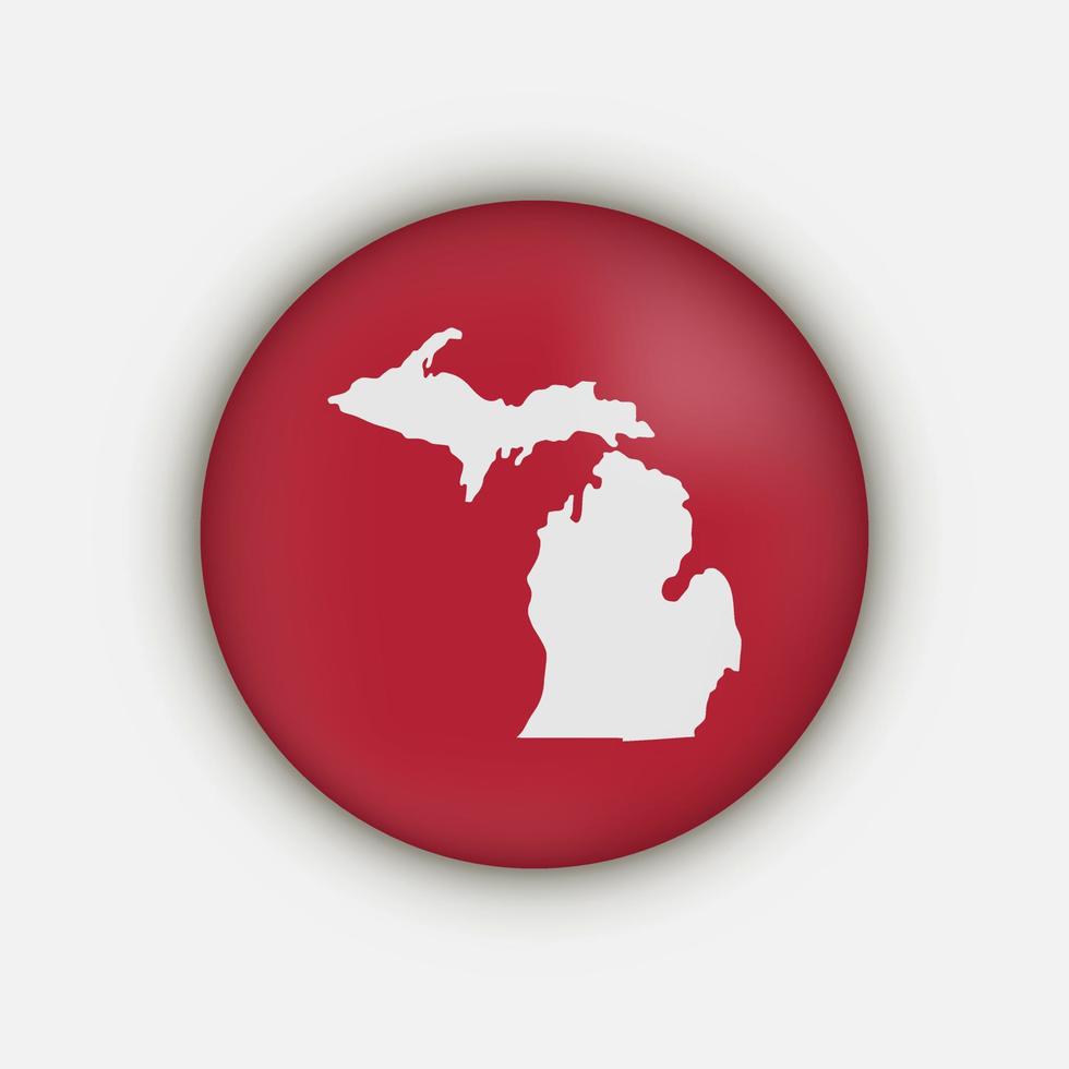 Michigan staat cirkel kaart met schaduw vector