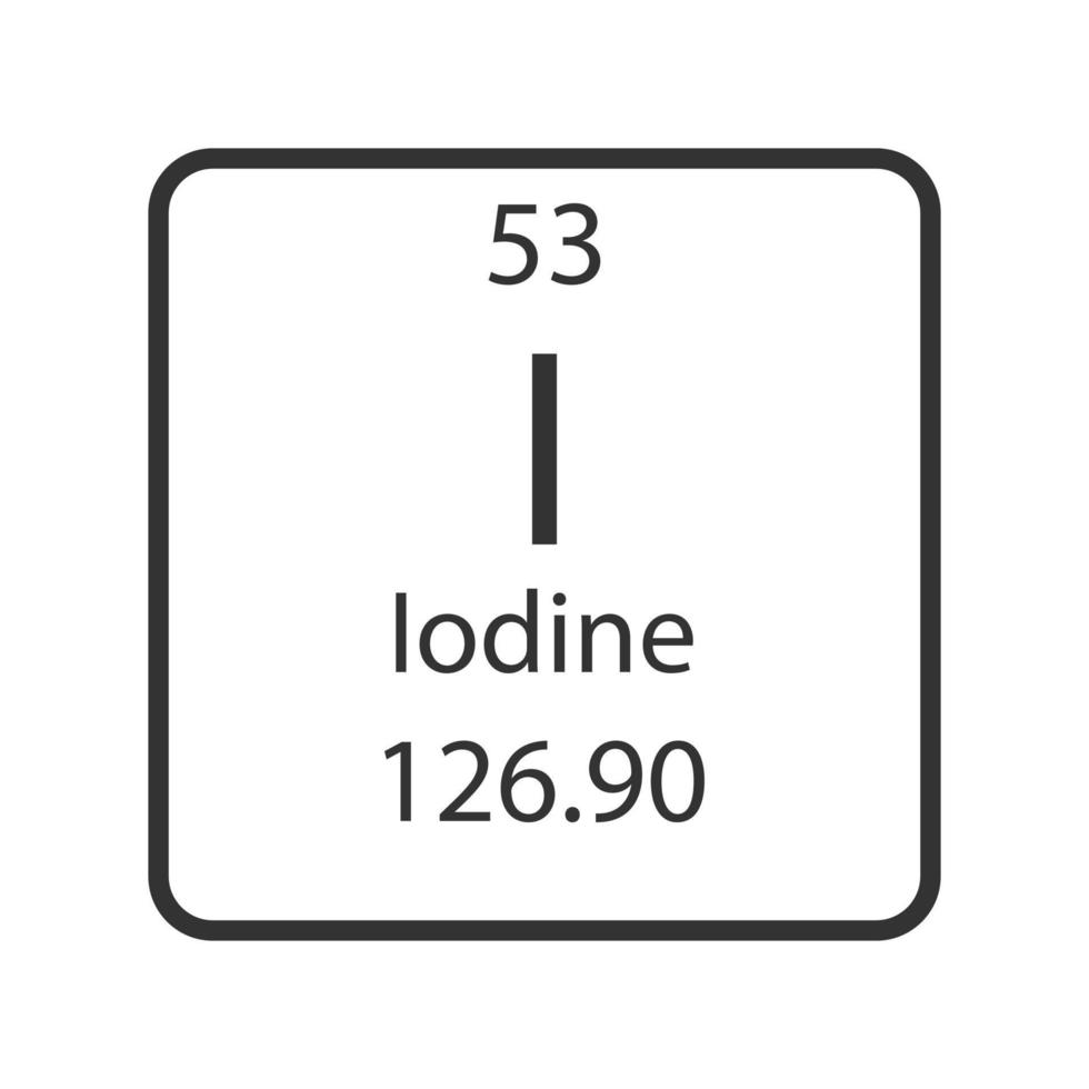 jodium symbool. scheikundig element van het periodiek systeem. vectorillustratie. vector