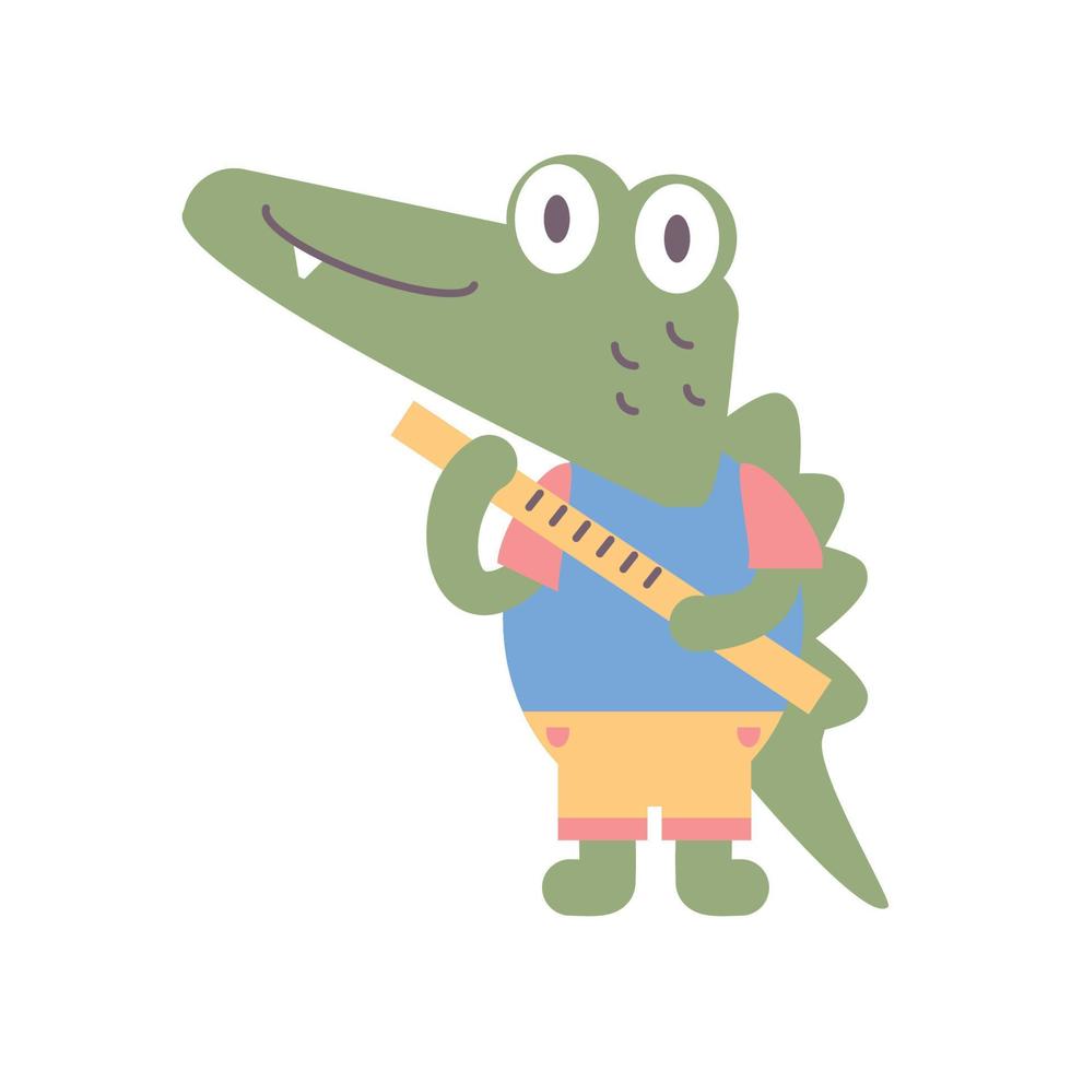 leerling krokodil met liniaal vector