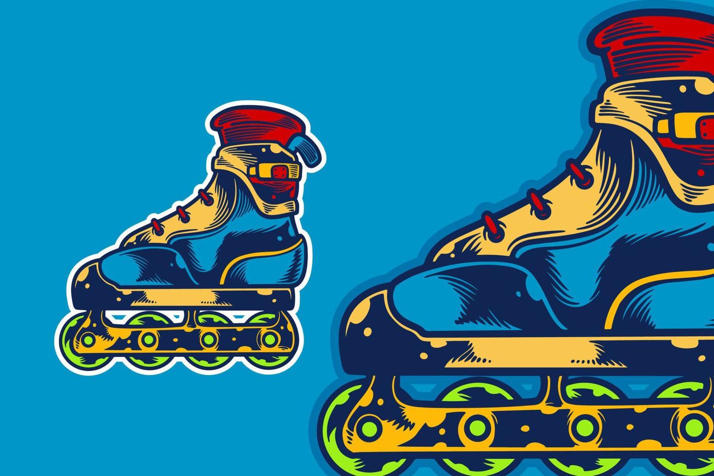 inline skate vector illustratie cartoon stijl