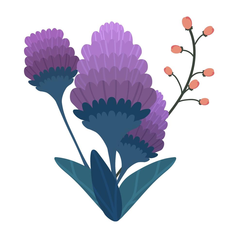 violet bloemen blad vector