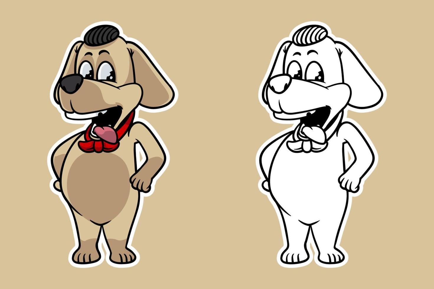 staande hond mascotte vector illustratie cartoon stijl