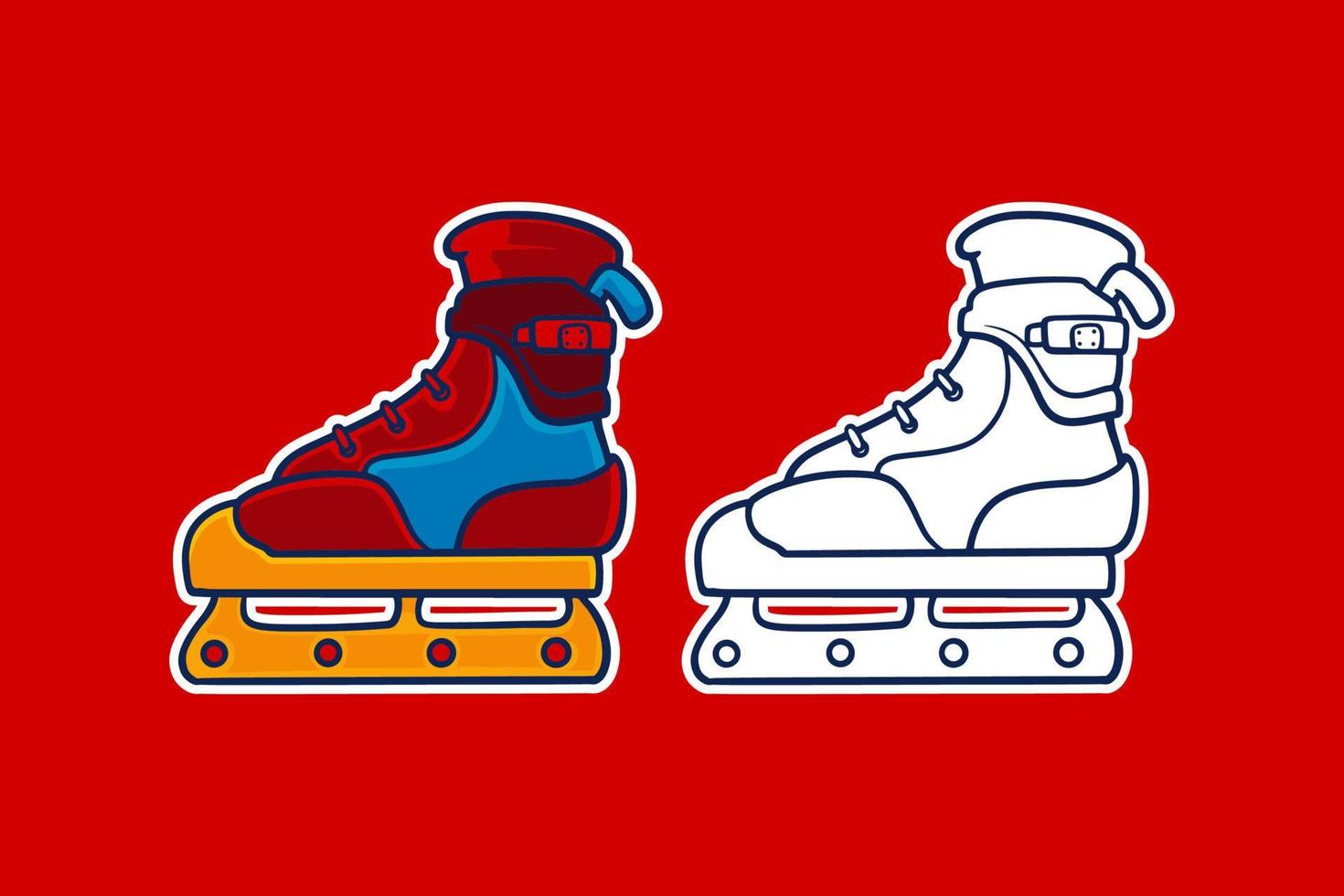 inline skate vector illustratie cartoon stijl