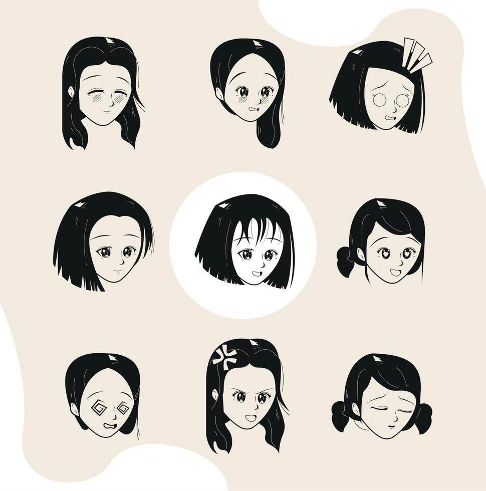 anime meisjes set vector