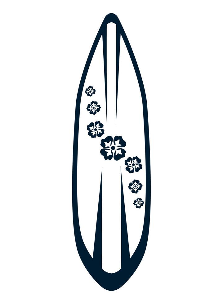 surfplank met bloemen silhouet vector