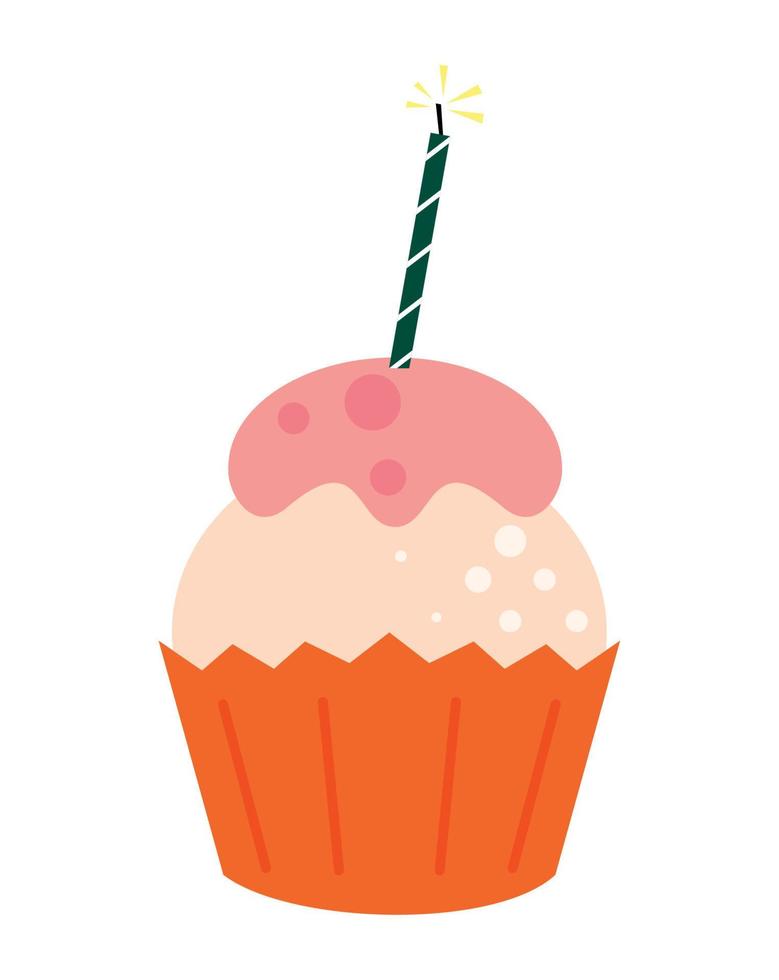 verjaardag cupcake met kaars vector