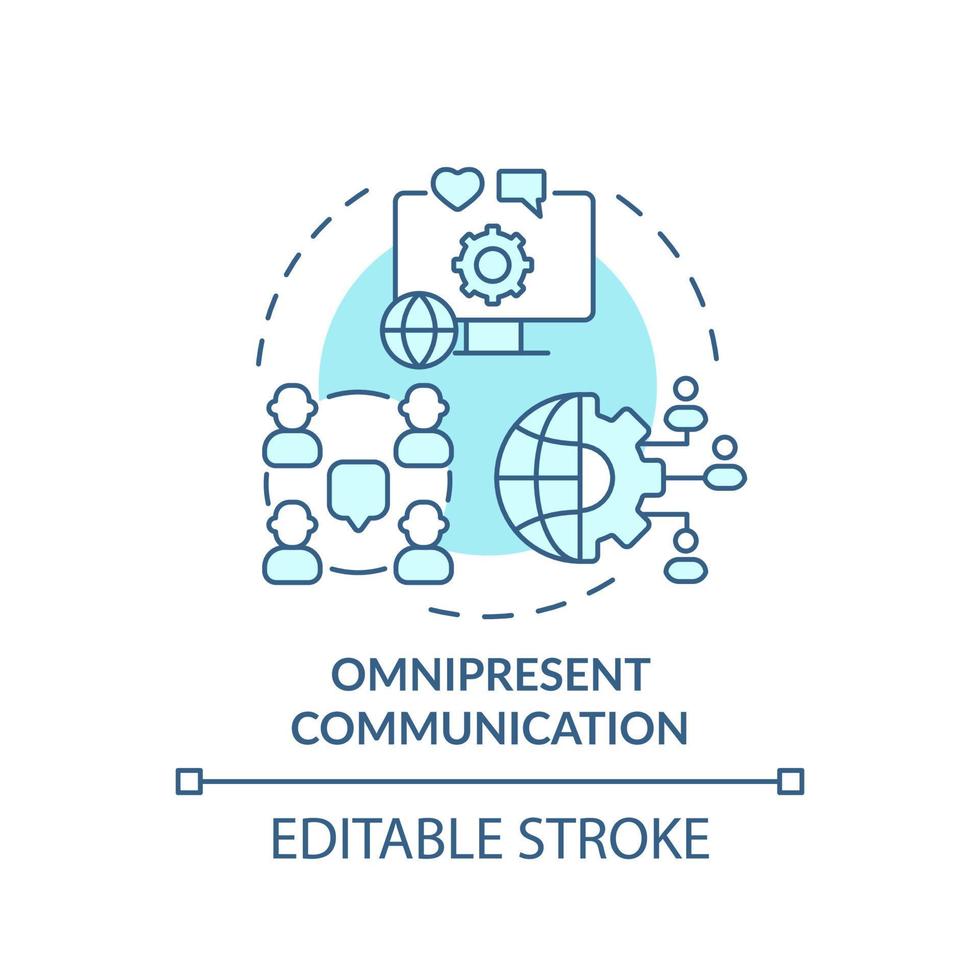 alomtegenwoordige communicatie turquoise concept icoon. klant gedrag trend abstracte idee dunne lijn illustratie. geïsoleerde overzichtstekening. bewerkbare streek. vector