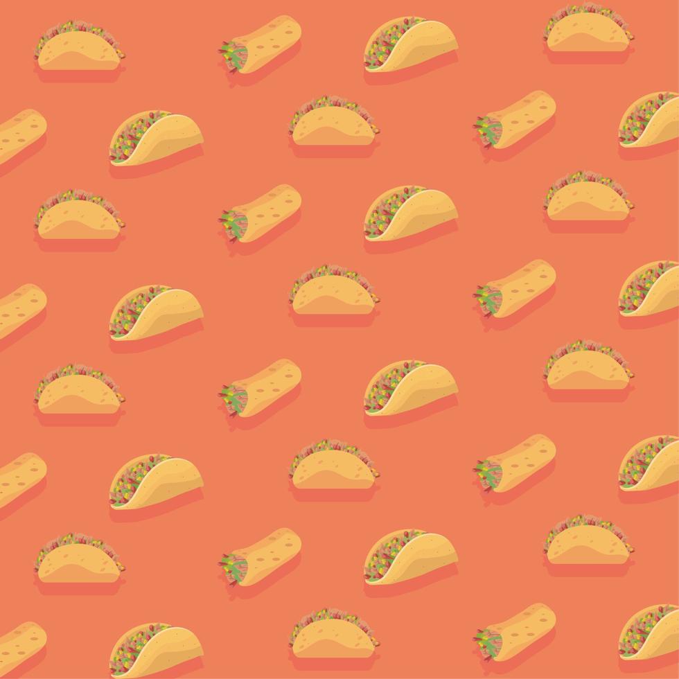 mexicaanse taco's en burrito's patroon vector