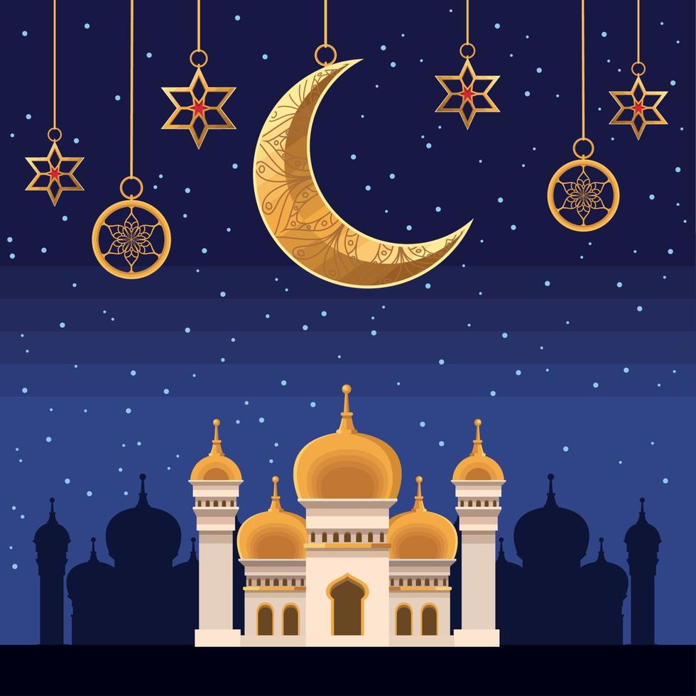 ramadan kareem maan en moskee vector