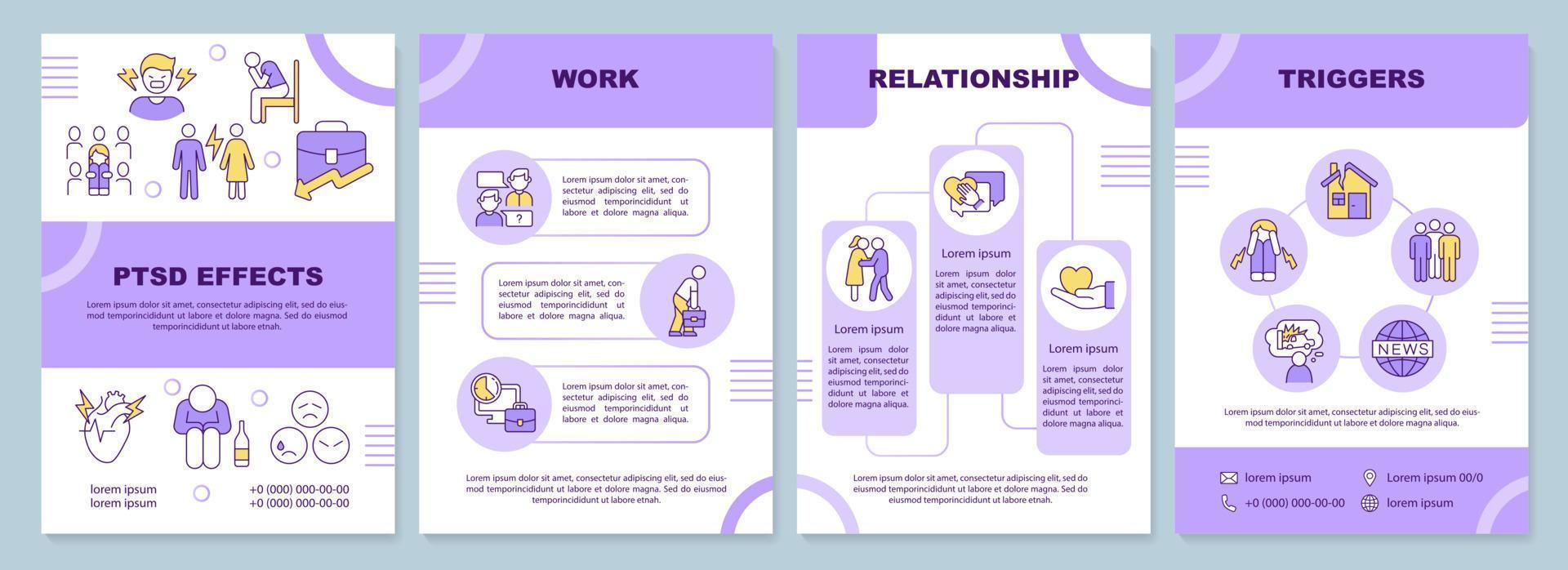 leven met ptsd woord concepten paarse banner. herstel van de geestelijke gezondheid. infographics met pictogrammen op een achtergrond in kleur. geïsoleerde typografie. vectorillustratie met tekst. vector