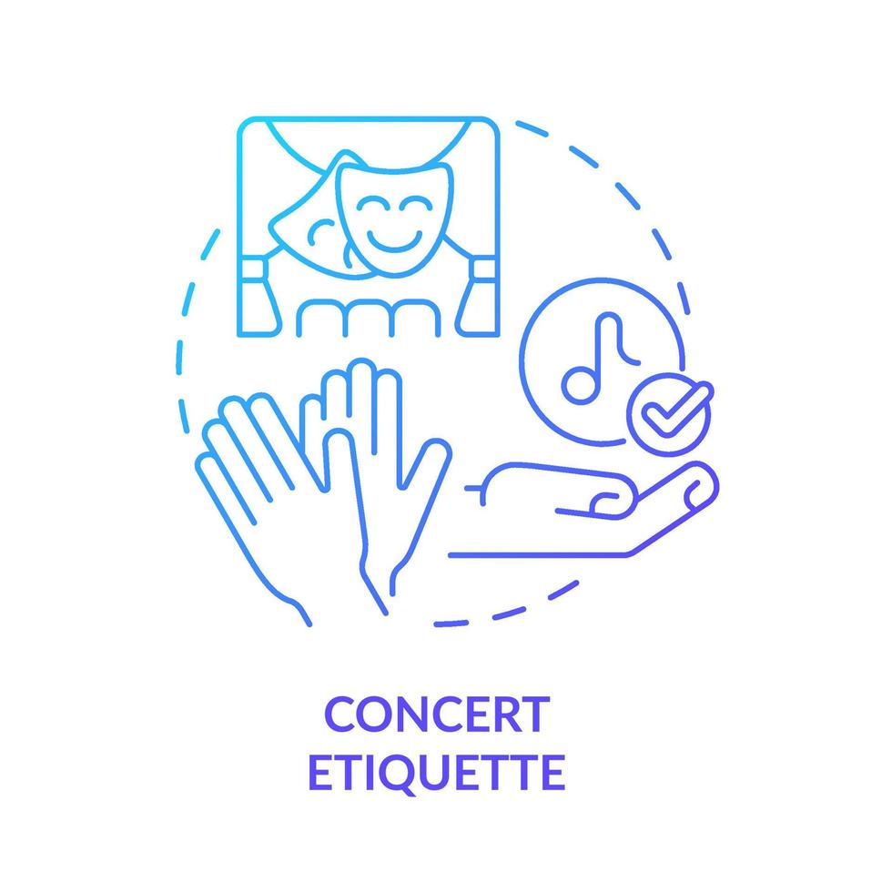 concert etiquette blauw kleurverloop concept icoon. regels en ethische code. beleefdheid en respect. soort etiquette abstract idee dunne lijn illustratie. geïsoleerde overzichtstekening. vector