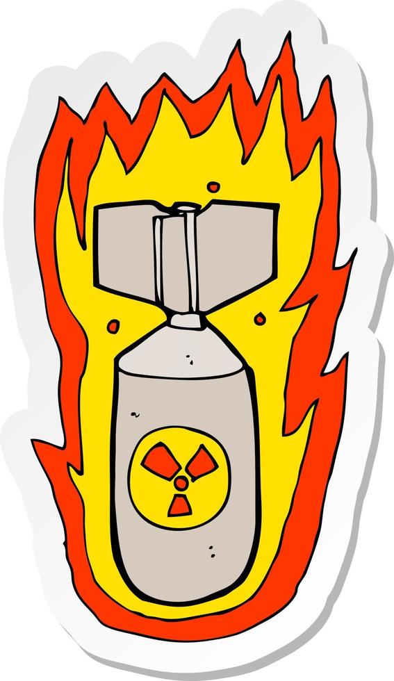 sticker van een cartoon vlammende bom vector