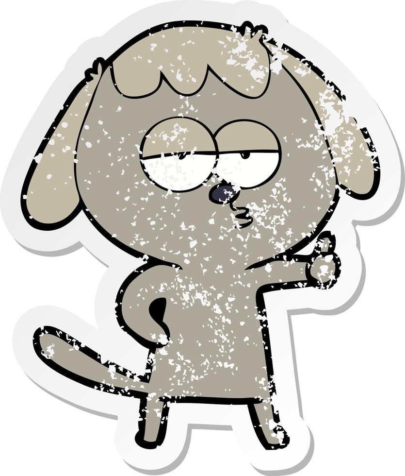 verontruste sticker van een cartoon verveelde hond vector