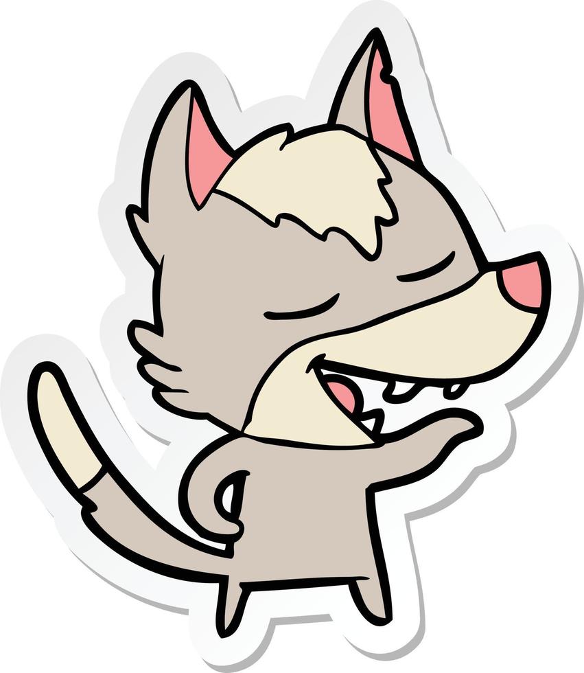 sticker van een lachende cartoonwolf vector