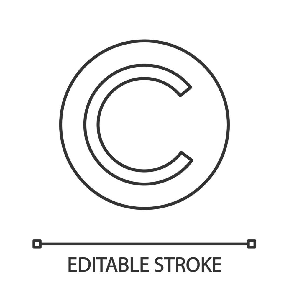 lineaire symboolpictogram copyright. licentie. dunne lijn illustratie. intellectueel eigendom. ingesloten c. contour symbool. vector geïsoleerde overzichtstekening. bewerkbare streek