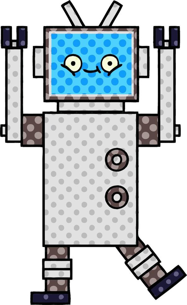 cartoon robot in stripboekstijl vector