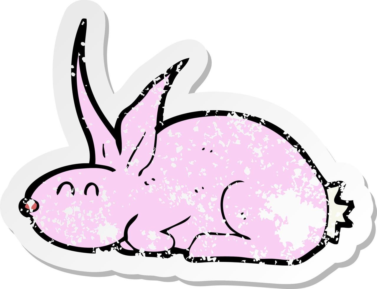 retro noodlijdende sticker van een cartoon konijn vector