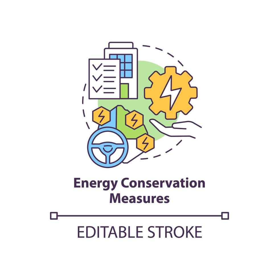 energiebesparende maatregelen concept icoon. energie resource plan abstracte idee dunne lijn illustratie. operationele voordelen. geïsoleerde overzichtstekening. bewerkbare streek. vector