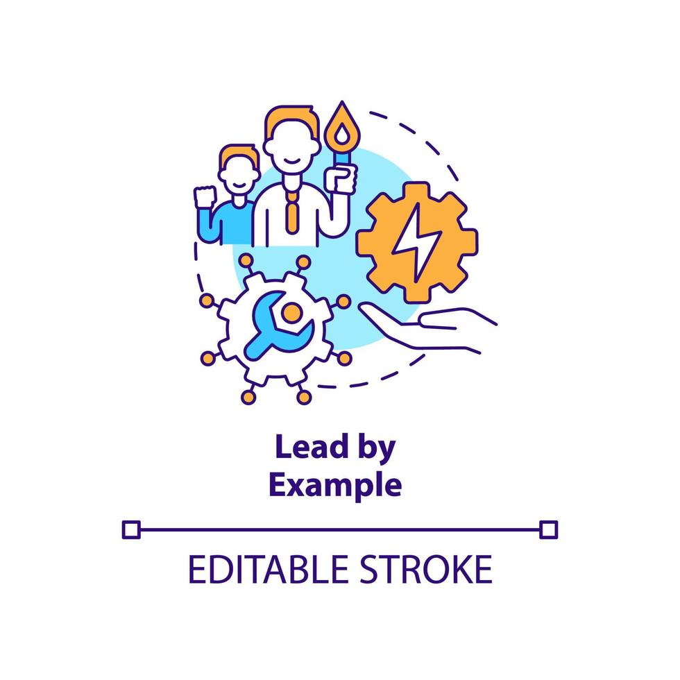 leiden door voorbeeld concept icoon. benadering van energiestrategie abstracte idee dunne lijn illustratie. nieuw beleid implementeren. geïsoleerde overzichtstekening. bewerkbare streek. vector