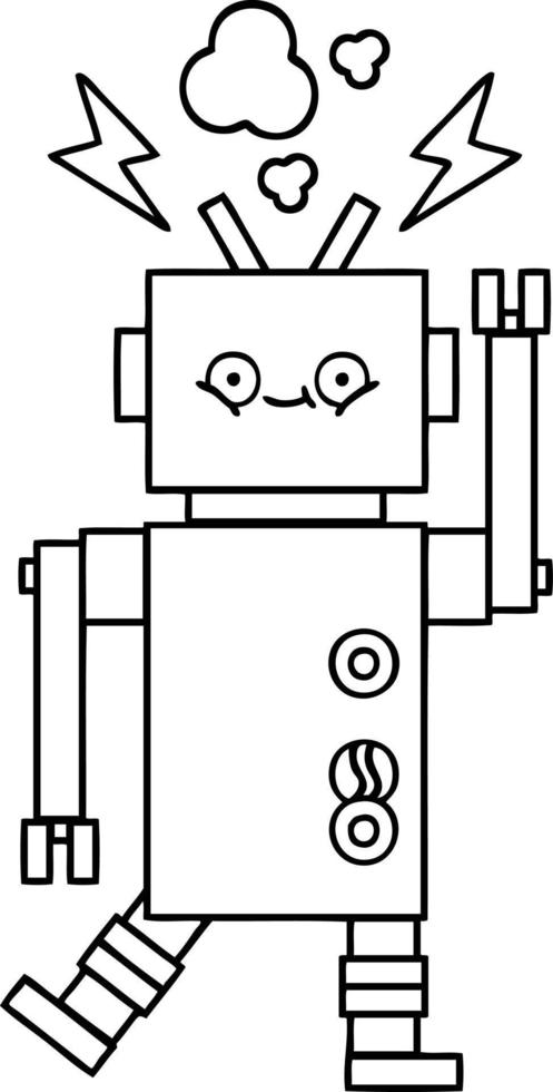 lijntekening cartoon dansende robot vector