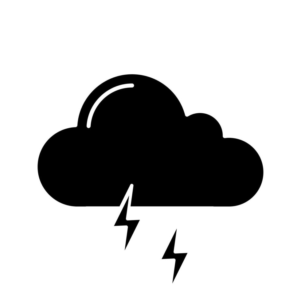 onweer glyph pictogram. onweersbui. onweer. stormachtig. weervoorspelling. silhouet symbool. negatieve ruimte. vector geïsoleerde illustratie