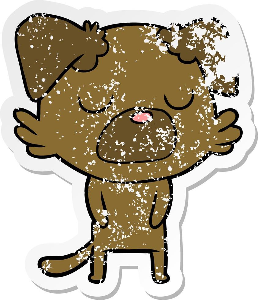 noodlijdende sticker van een tekenfilmhond vector