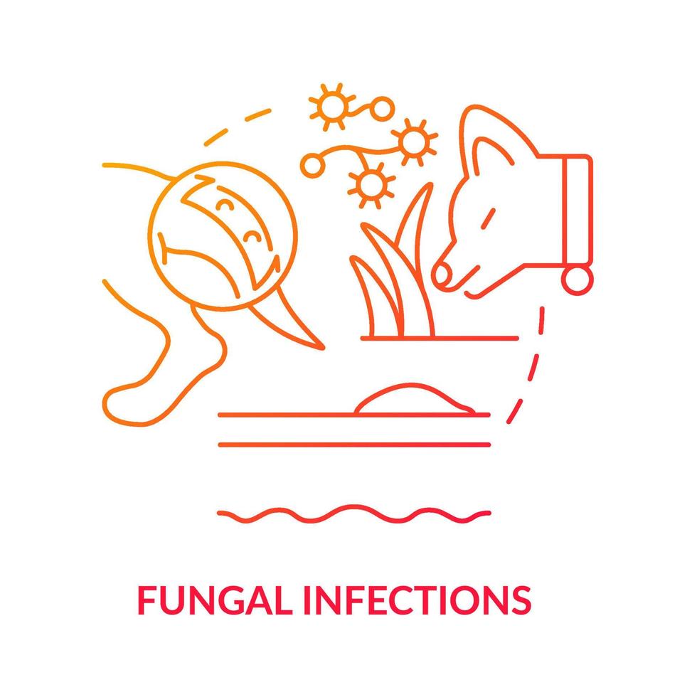 schimmelinfecties rood kleurverloop concept icoon. hond beschermen tegen ziekte abstracte idee dunne lijn illustratie. gist dermatitis. geïsoleerde overzichtstekening. vector