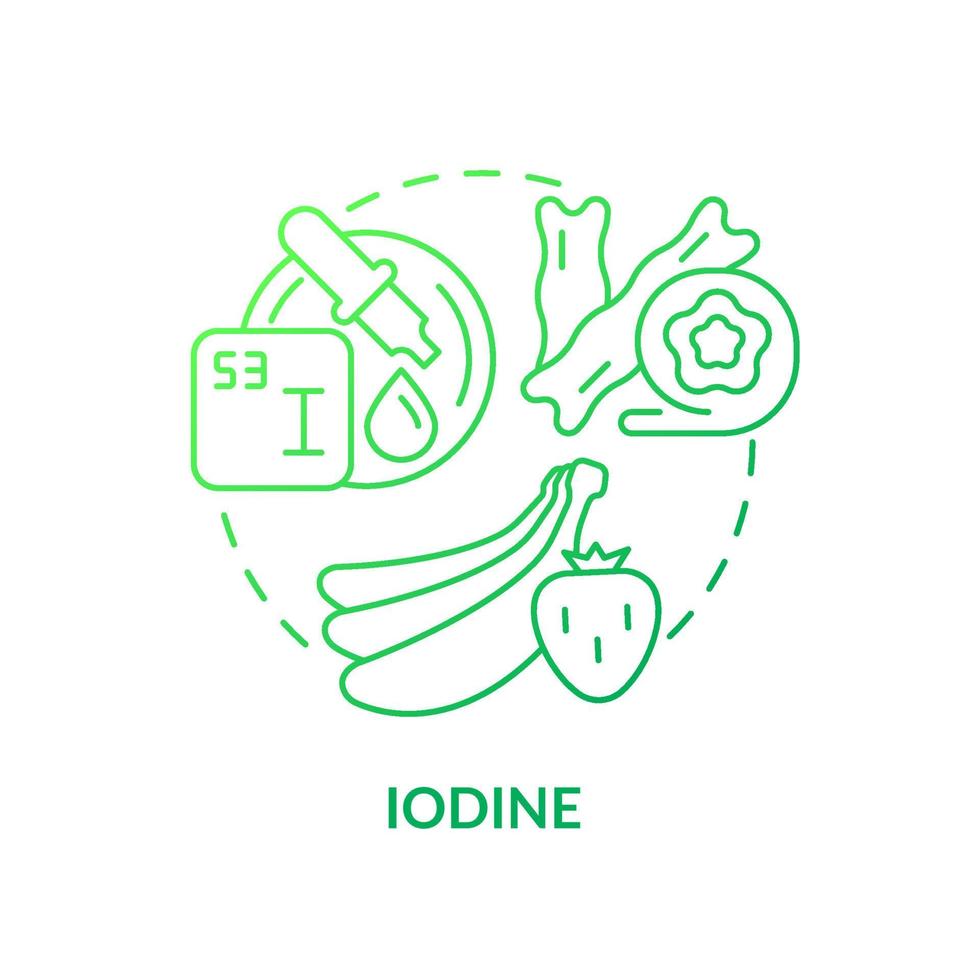 jodium groen kleurverloop concept icoon. zeezout en zeewier. veganistische levensstijl. bron van voedingsstoffen abstracte idee dunne lijn illustratie. geïsoleerde overzichtstekening. vector