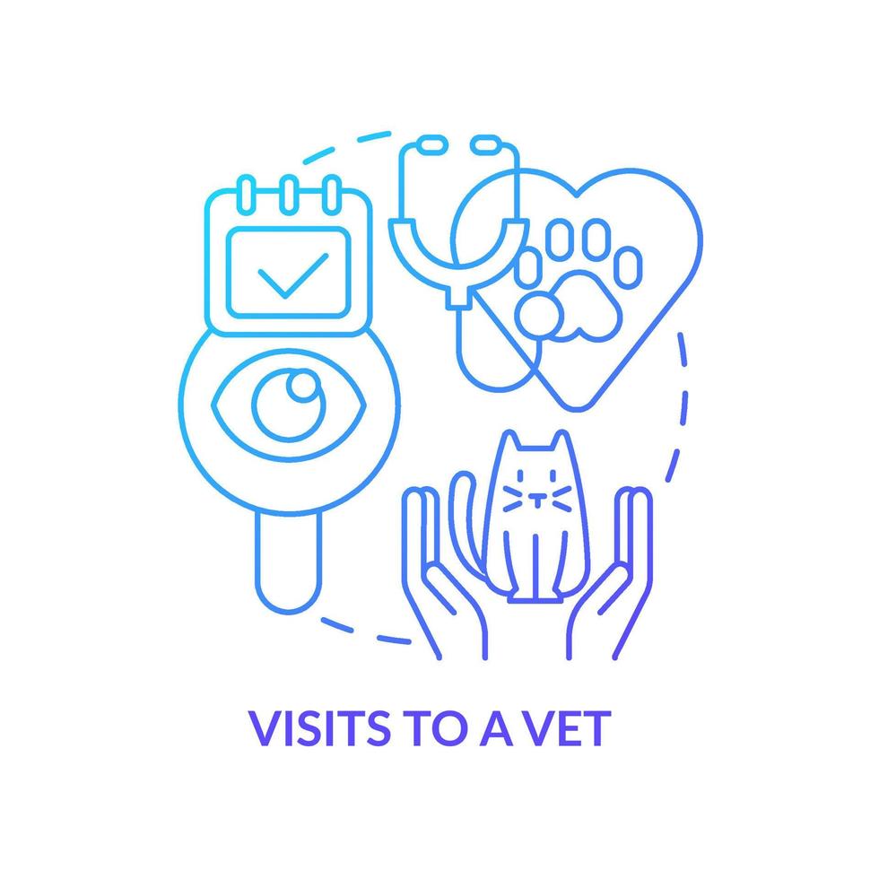 bezoeken aan dierenarts blauw kleurverloop concept icoon. huisdier wellness tip abstracte idee dunne lijn illustratie. routine veterinaire kliniek bezoek. geïsoleerde overzichtstekening. vector