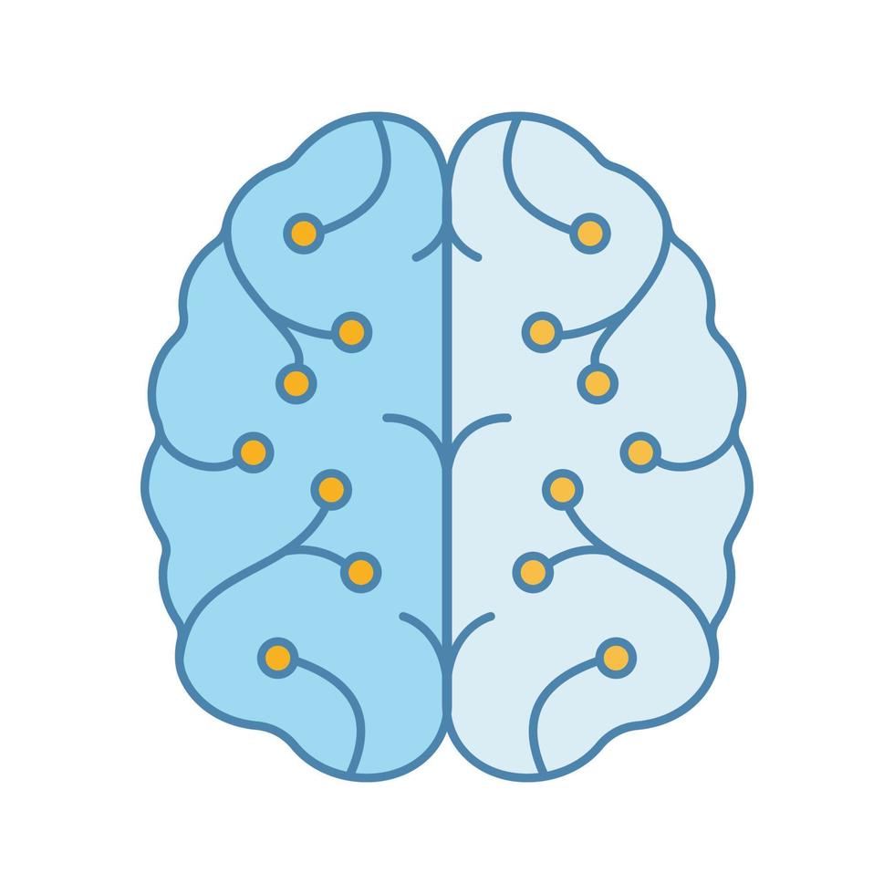 ai kleur icoon. digitaal brein. kunstmatige intelligentie. neurotechnologie. neuraal netwerk. machinaal leren. geïsoleerde vectorillustratie vector