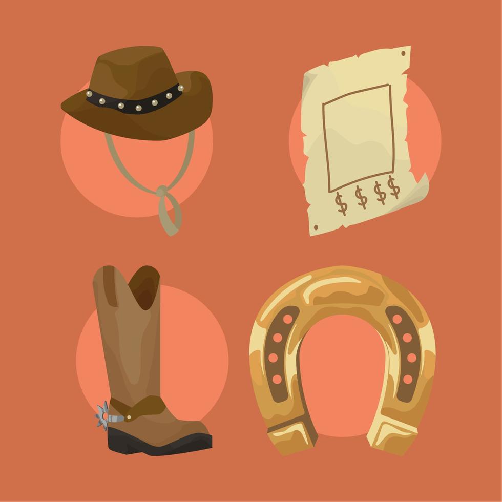 wilde westen vier items vector