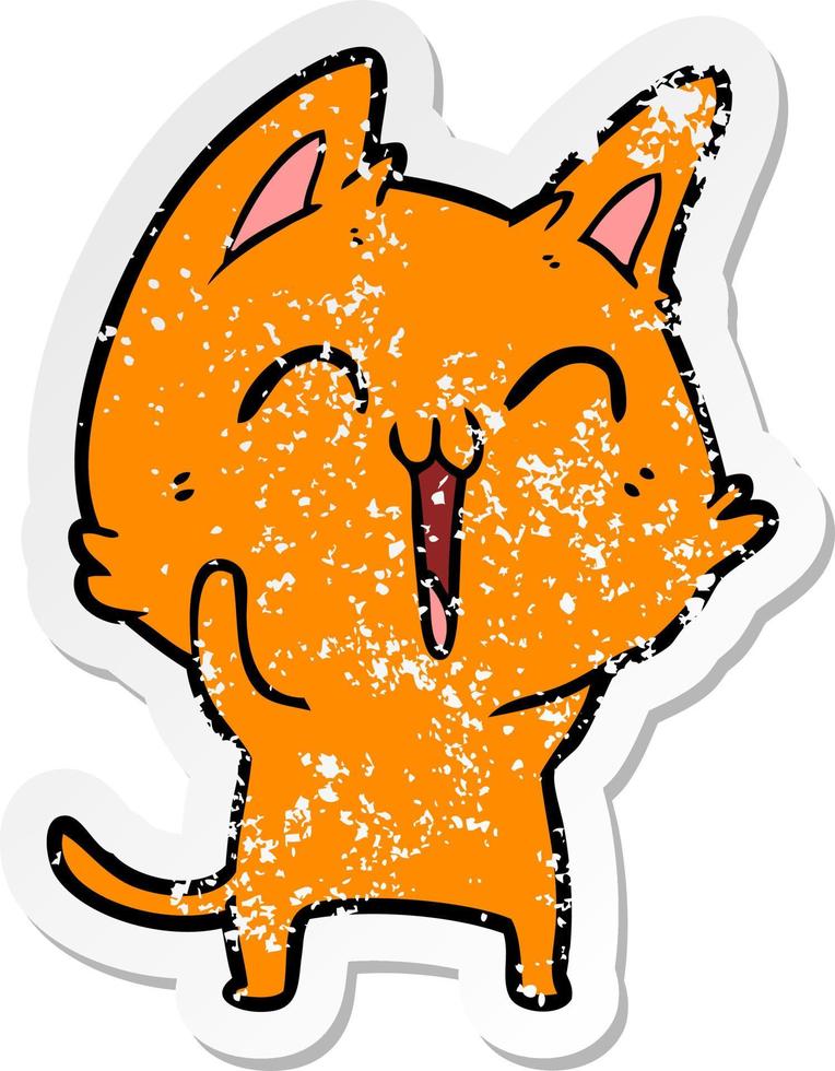 noodlijdende sticker van een happy cartoon kat vector