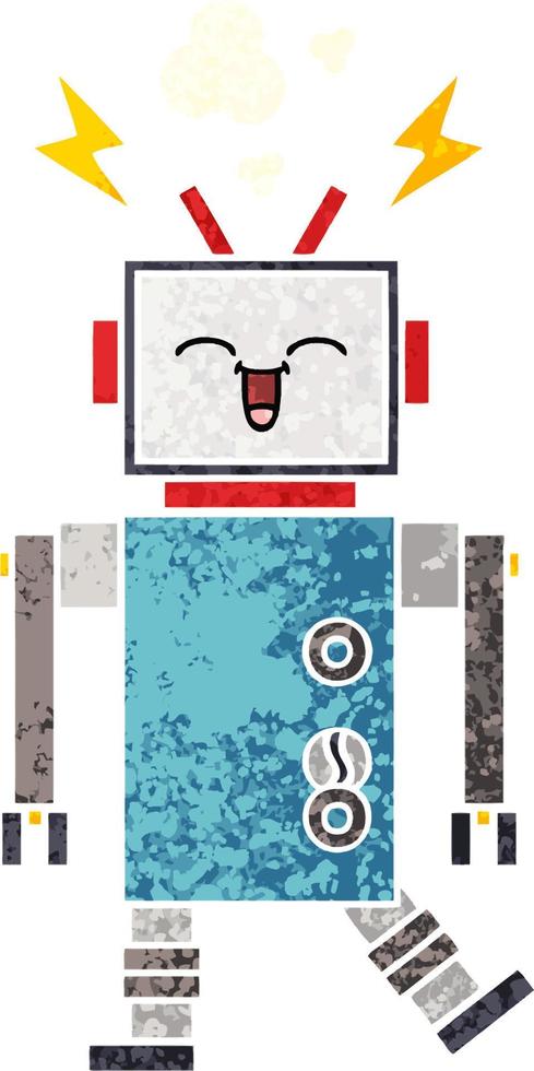 retro illustratie stijl cartoon robot vector