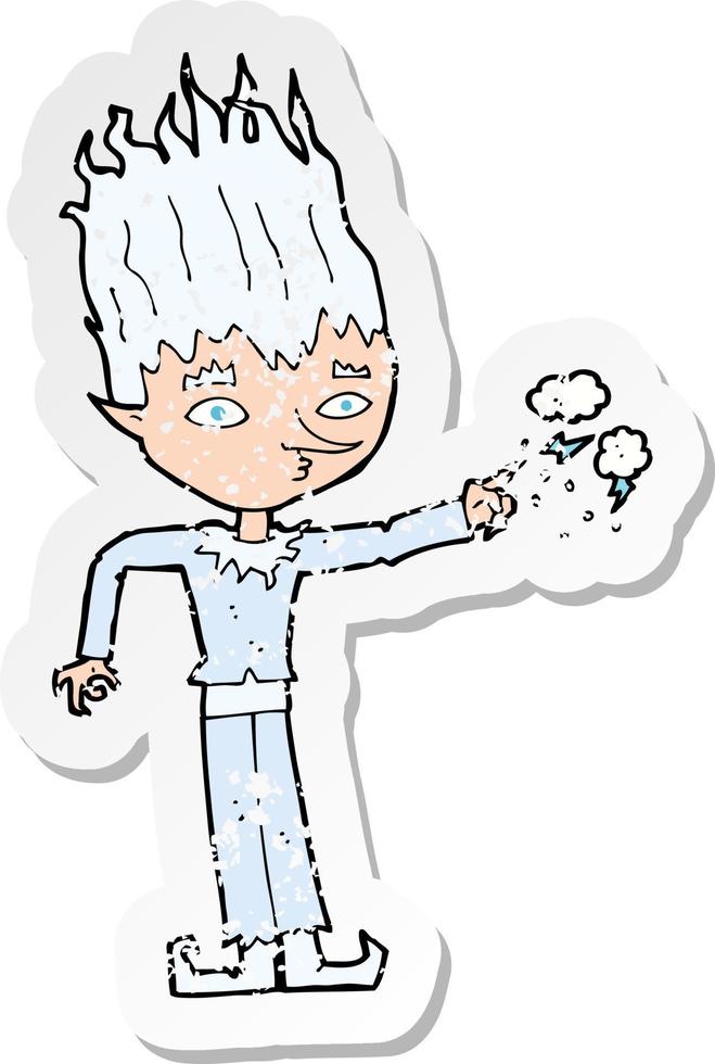 retro noodlijdende sticker van een cartoon jack frost vector