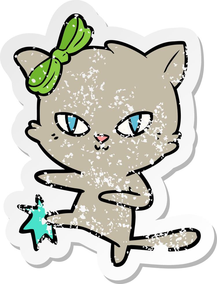 noodlijdende sticker van een schattige cartoonkat vector