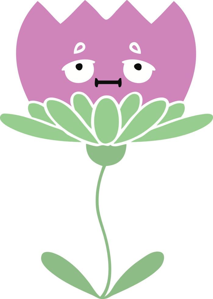 platte kleur retro cartoon bloem vector