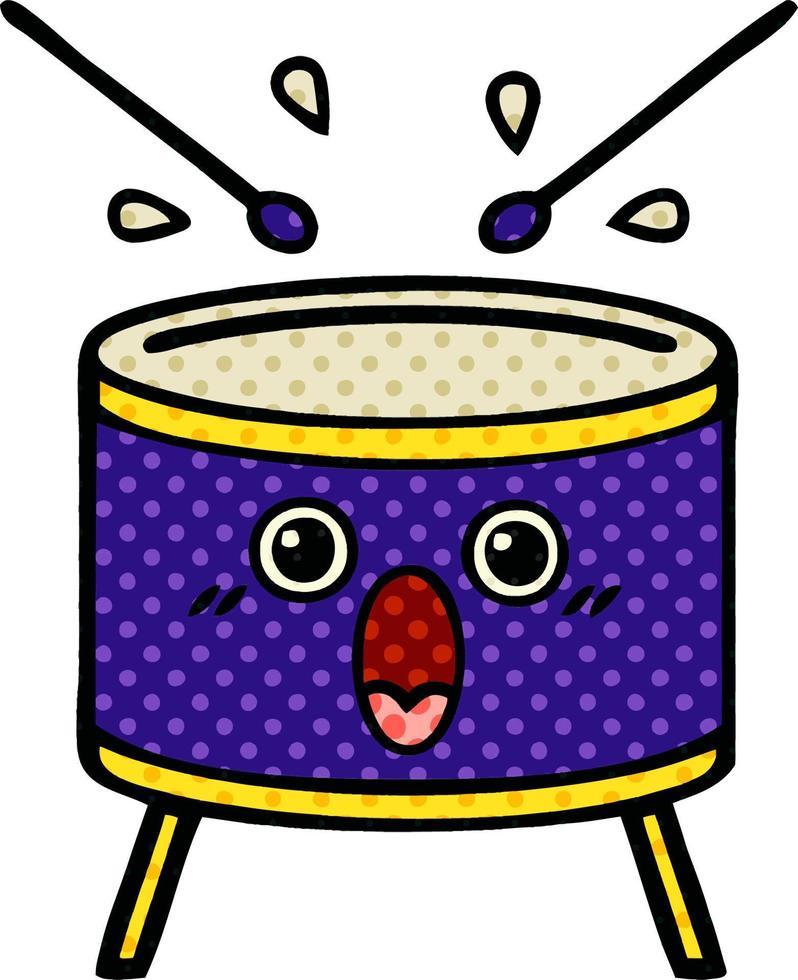 cartoon drum in stripboekstijl vector