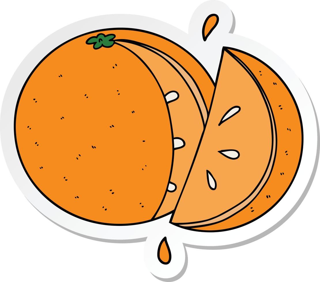 sticker van een cartoon sinaasappelschijfje vector