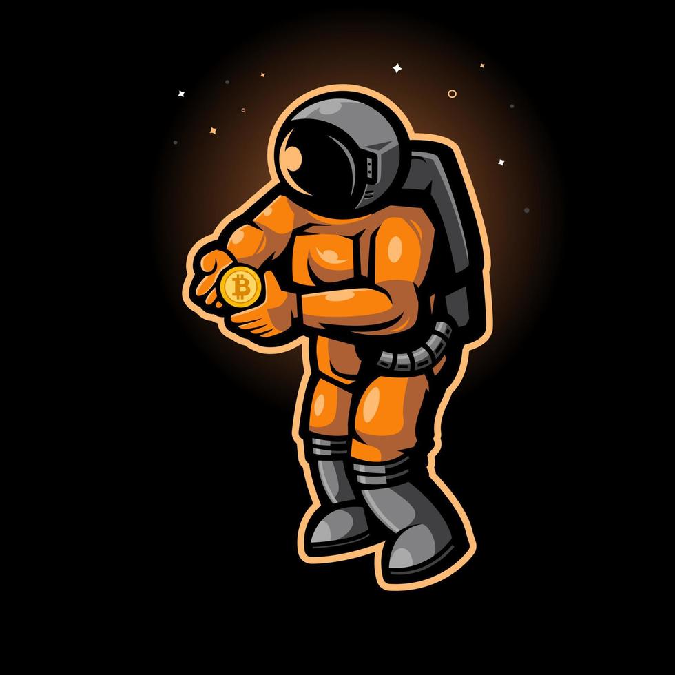 astronaut met bitcoin vector