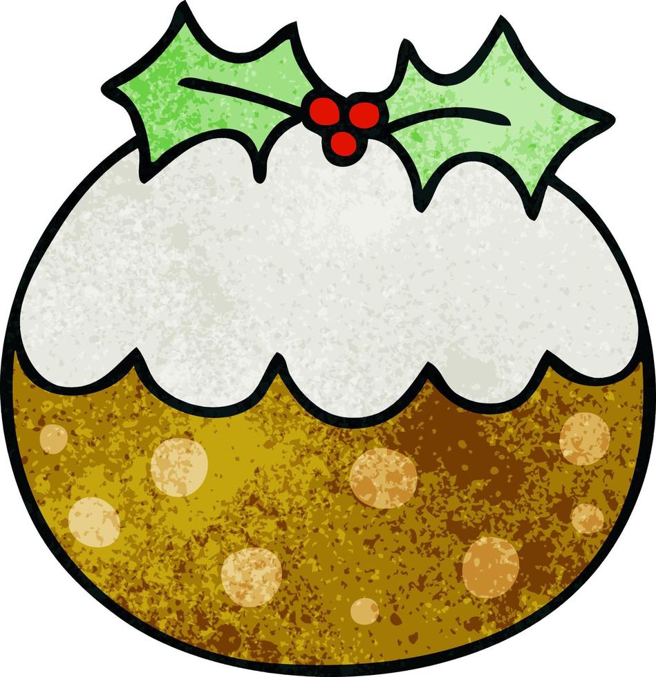 eigenzinnige handgetekende cartoon kerstpudding vector