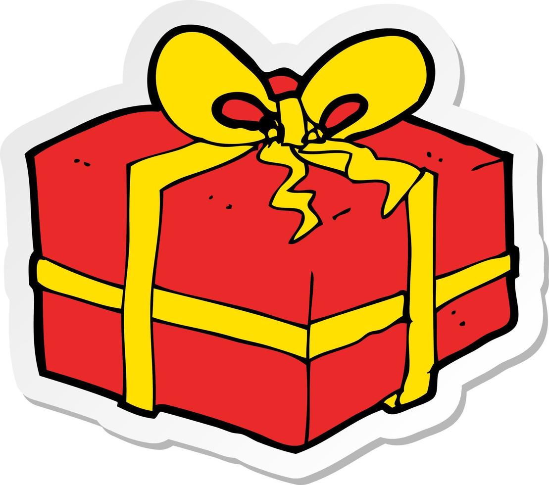 sticker van een cartoon kerstcadeau vector