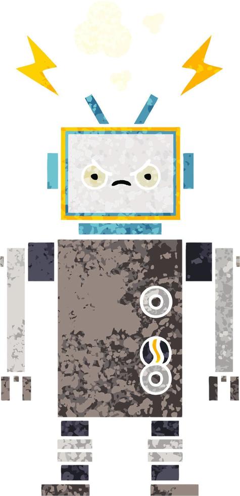 retro illustratie stijl cartoon robot vector