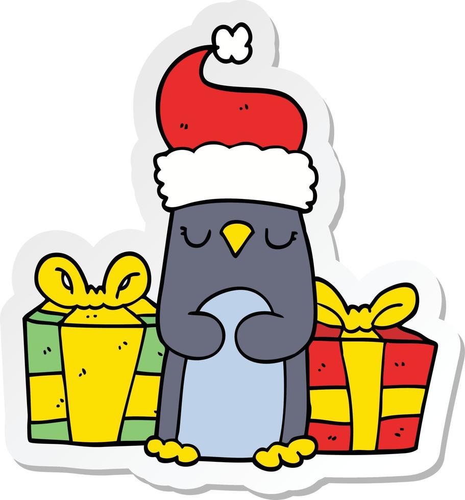 sticker van een schattige kerstpinguïn vector